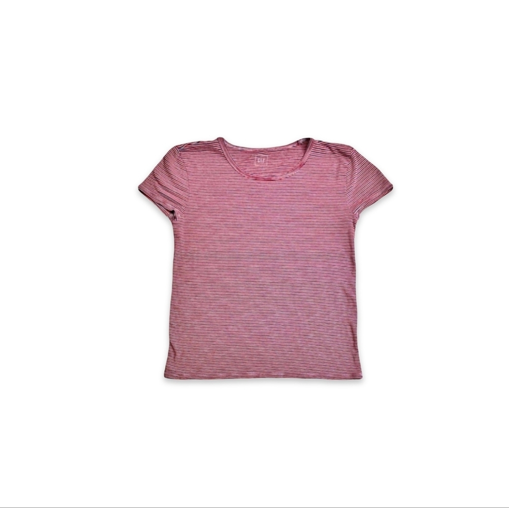 GAP Red & Black Stripe Short Sleeve Crew Neck Tee Size XS